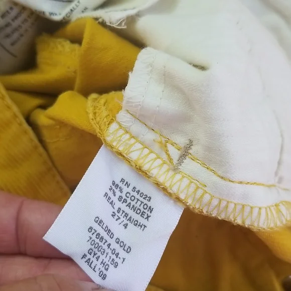 GAP 1969 Golden Yellow the Real Straight Cords Corduroy Pants 27/ 4 - Picture 5 of 6